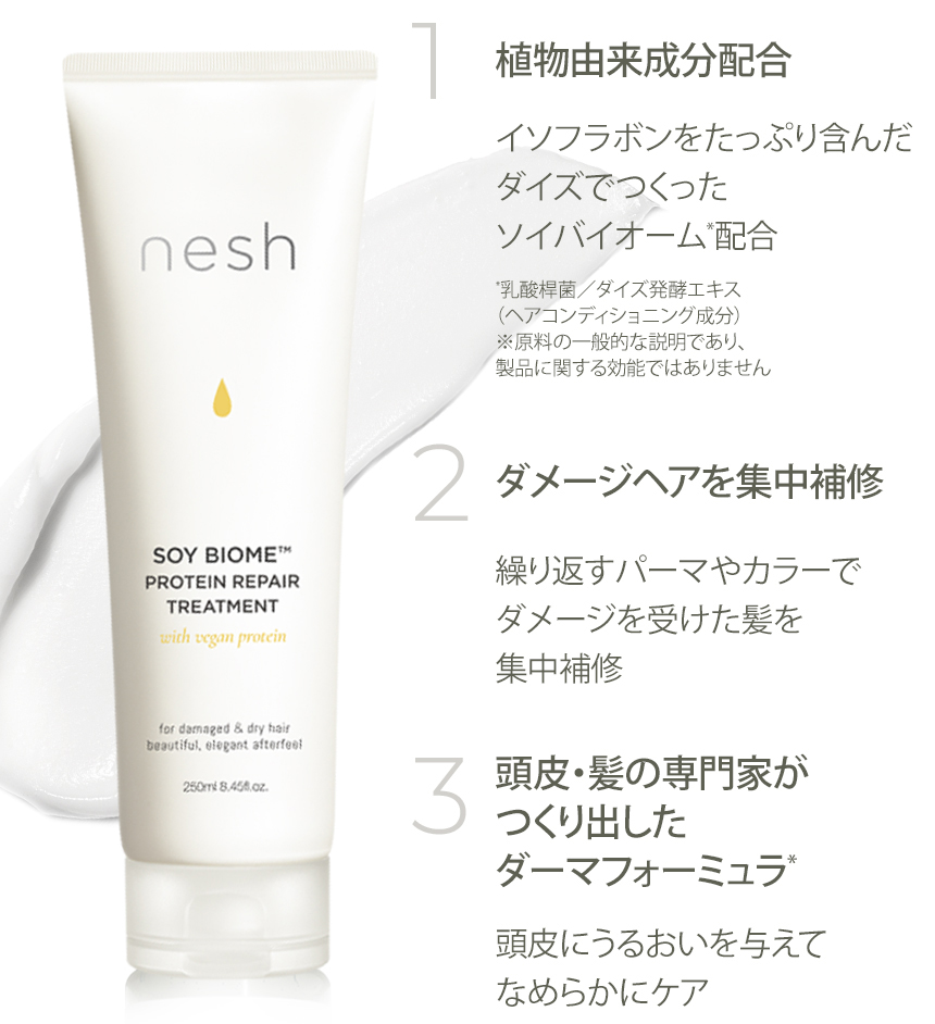 nesh ソイ プロテイン トリートメント 250ml 【 ダメージケア 】[ インバス ヘアトリートメント ヘアケア ダメージヘア 髪 乾燥 たんぱく質 タンパク質 ヴィーガン ネシュ ネシ ネッシュ 韓国コスメ ] の画像